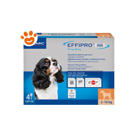 Virbac Dog Effipro Duo Spot-On 2-10 Kg  - Virbac Dog Effipro Duo Spot-On 2-10 Kg - Confezione Da 4 Pipette, Any