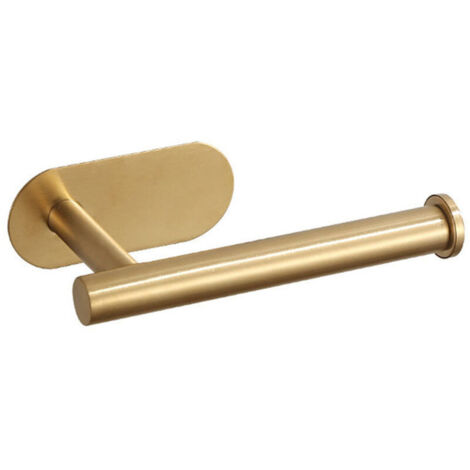 VirgilSon wall-mounted toilet roll holder, 3M self-adhesive toilet roll holder in SUS 304 stainless steel, no drilling required for bathroom (brushed brass)