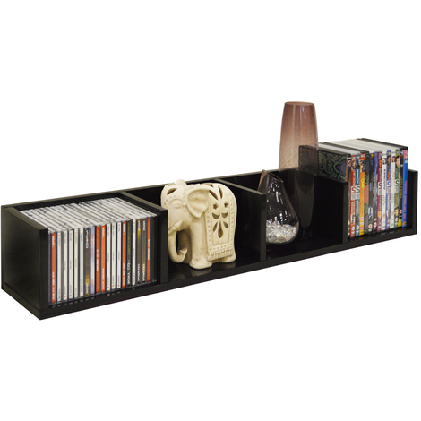 Virgo Gloss 84 Cd 56 Dvd Blu Ray Media Wall Storage Shelf Black Ms0077