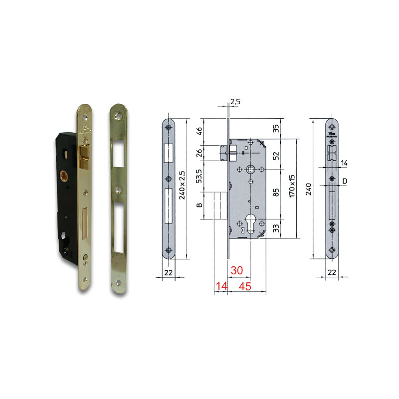 Image of 7435 Serratura Infilare Ott Bt Scr+Cat Mm35 - Viro