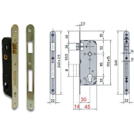 Viro 7435 Serratura Infilare Ott Bt Scr+Cat Mm60 - Compatta e Alta Sicurezza