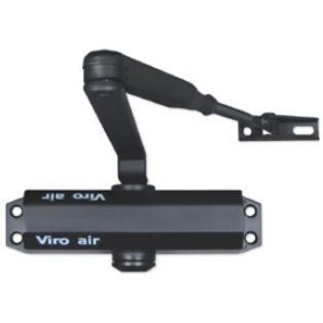Viro  Air, Chiudiporta Automatico, Braccio in Acciaio con Lunghezza e Arresto Regolabile, Multiforza, Colore Nero, Per Porte max. Largh. 110 cm Peso 85 kg