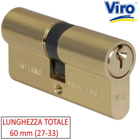 VIRO - CILINRO OTTONATO FRIZIONATO DECENTRATO SAG. S 60-27-33 - CON CHIAVI