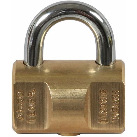 Viro  Lucchetto Antiscasso, Cilindrico, Base 40 mm in Ottone Massiccio, Arco in Acciaio, Chiusura a Scatto, 2 Chiavi in Dotazione