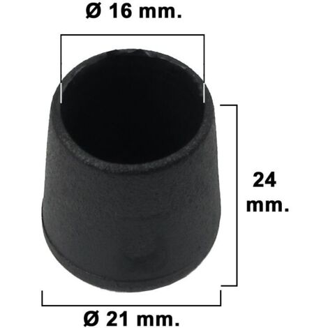 Virole Conique Noire 16mm. Blisters 8 pièces.