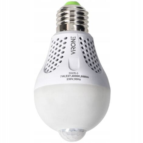Virone  Ampoule LED E27 7W - Blanc neutre 4000K - Détecteur de mouvement - Économie d'énergie