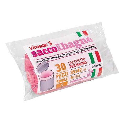 Virosac SACCO RIFIUTI BAGNO ROSA 30 PZ cm. 35x42 - lt. 7 24 RT