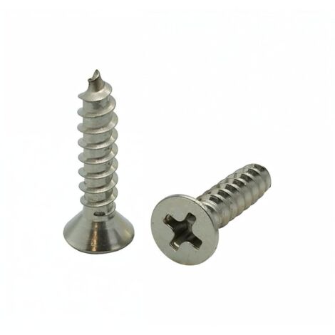 Vis 40 pièces 4x16 mm tête plate acier inoxydable 304 cruciforme pour bois (BCP18)