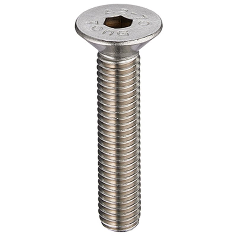 Vis 6 pans à tête fraisée hexagonale, M6 x 70mm, en Acier Inoxydable ( Prix pour Sachet de 25 )