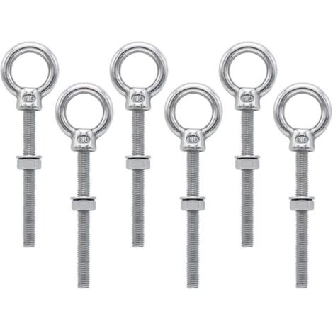 Vis à anneau M6 en acier inoxydable 304 – Longueur 91 mm – Lot de 6 – Fixation sécurisée pour chantiers et espaces extérieurs