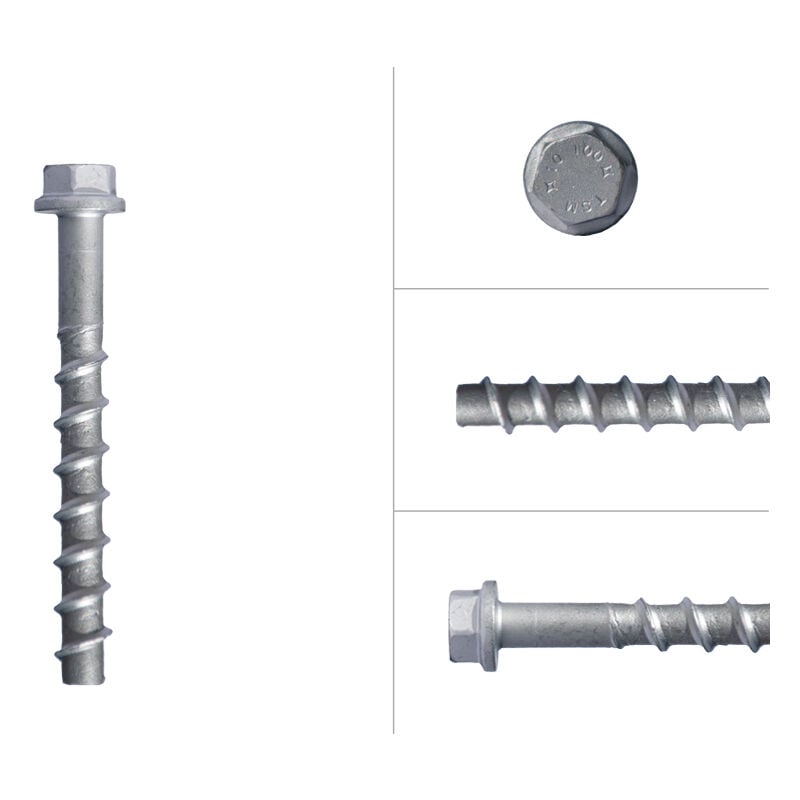 Vis à béton galvanisée M10 x 100 mm tête hexagonale SW15 - Boîte