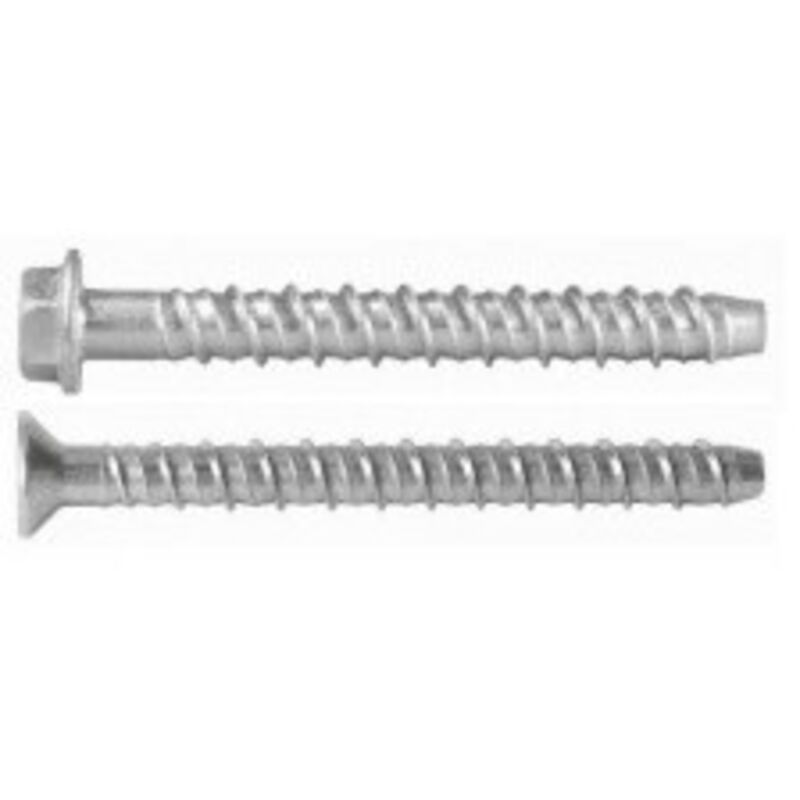 Vis a Beton 'r-lx' Ref. R-lx-06x050-hf-zp. Designación: Caja de 100 tornillos ø 6 x 50 mm, perforación 6 mm, máximo para fijar 10 mm
