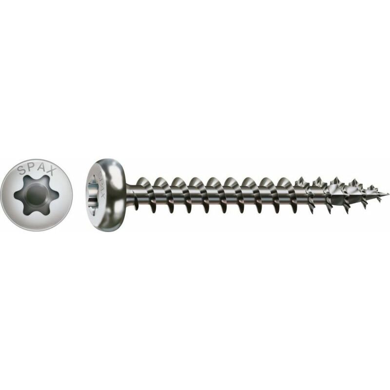 Vis acier inoxydable, 4 x 45 mm, 200 unités, Filetage total, Tête ronde, t-star plus T20, 4CUT, Acier inoxydable inoxydable A2 - 0207000400453 - Spax
