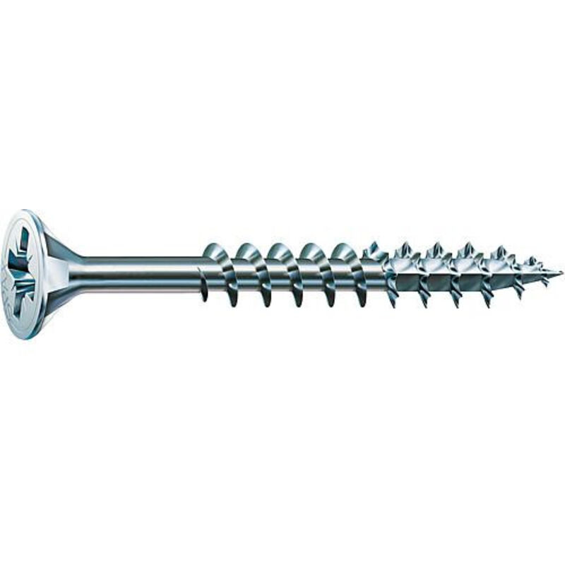 Vis à bois aggloméré tête fraisée empreinte pozidriv acier zingué blanc partiellement filetées Wirox, ø 4 mm, longueur 45 mm, bo Spax