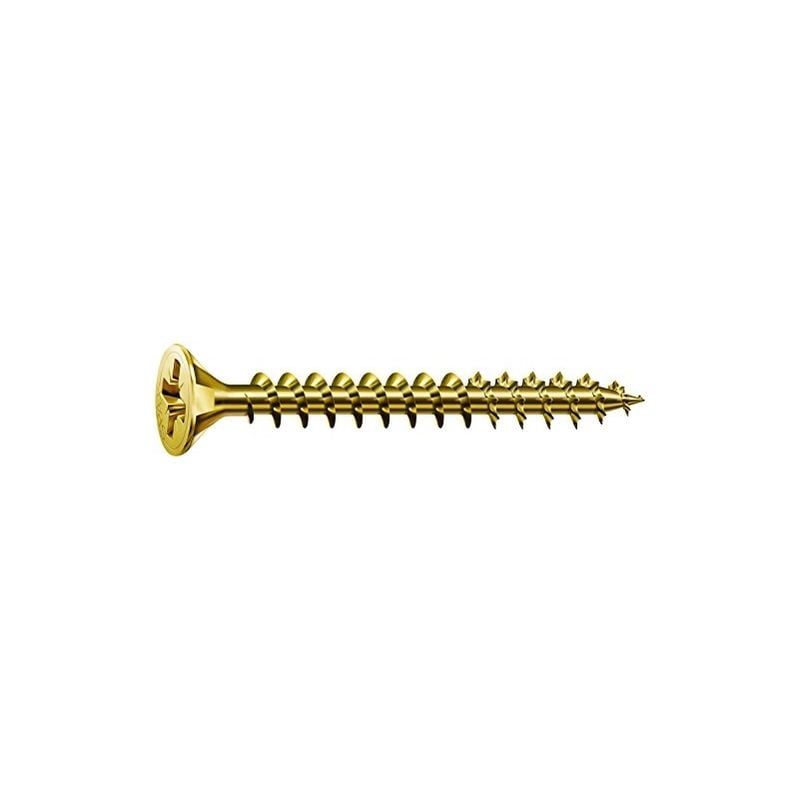 Vis Spax galvanisées 3 x 16 mm tête fraisée pozi en zinc passivé jaune - 1 boîte de 200)