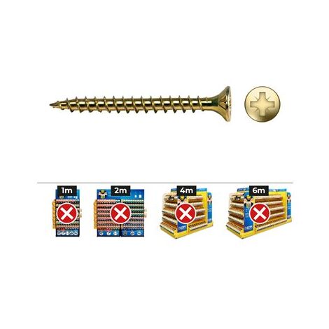 ELEKTRO 3 Vis à bois fraisée PZ Velox avec filetage total Ø4,5x70mm dichromate (Boîte de 200 unités)