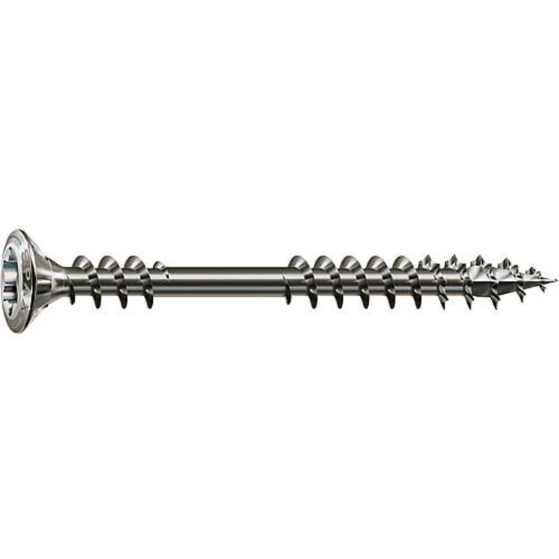 Vis terrasse bois résineux Double filetage Tête fraisée bombée Torx® t-star plus T20 Pointe 4CUT Inox A2 - 4.5 x 50 mm Spax
