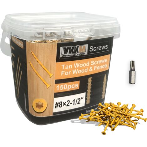 Vis à Bois Jaune, 150PCS 82-1/2" - Assemblage Structures Bois, Terrasse/Jardin, Tête Encastrable, Pour Professionnels & DIY