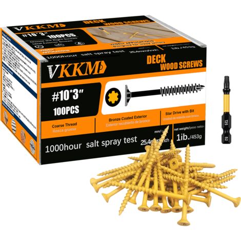 Vis à Bois Jaunes, 100PCS 103" - Fixation Bois Solide, Jardin/Abri, Filets Profonds, Pour Bricoleurs & Artisans