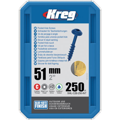 Vis à bois Kreg SML-C2B Maxi-Loc 2 00'' 51 mm 250 pcs. bleu