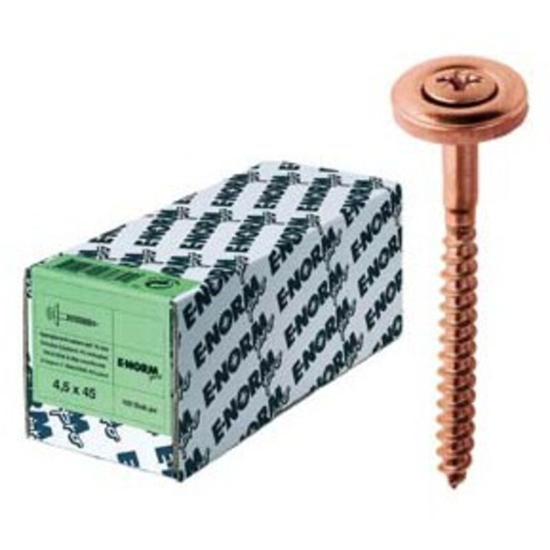 Vis a bois, pzd, A2 cuivre plaqué acier inoxydable, 2 4,5x35 15 E-NORMpr (Par 100)