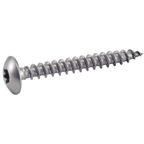 Vis à bois tête cylindrique large six lobes pour pentures - Inox A4 6x50 mm - Boîte de 100