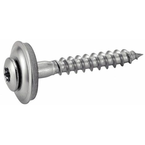 Vis à bois tête fraisée bombée six lobes - Avec rondelle EPDM Ø20 - Inox A2 4,5x120 mm - Boîte de 100