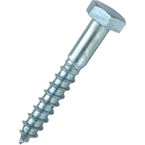 GFD Vis à bois tête hexagonale acier zingué blanc partiellement filetées 10x100 mm, boîte de 50 vis
