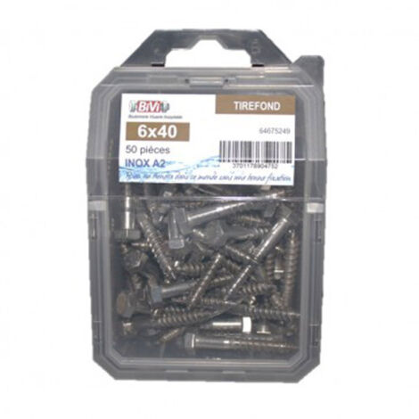 Vis à bois tête hexagonale (Tirefond) Inox A2 Coque de 30 pièces - 6 x 50 mm - BIVI