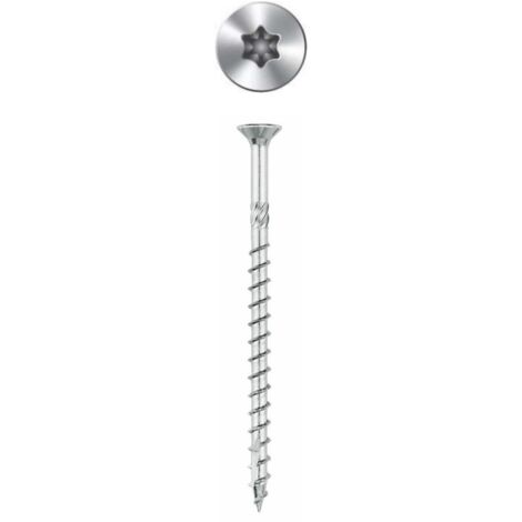 Vis à bois zinguée à haut rendement - Tête Fraisée - Filetage partiel - Epreinte Torx - Pointe anti-fendage