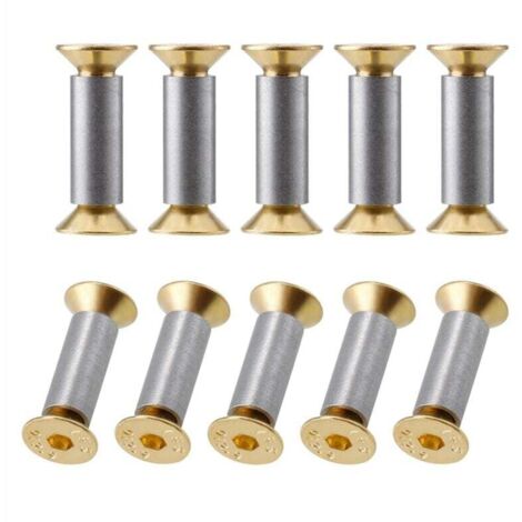 Vis À Manche Couteau 10 Paquets Rivets Boulons Fixation Tête Plate Hexagonale Dorée