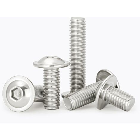 Vis à métaux M6x25mm en acier inoxydable A2 V2A – Tête bombée avec bride et six pans creux – Lot de 20 pièces pour connexions mécaniques