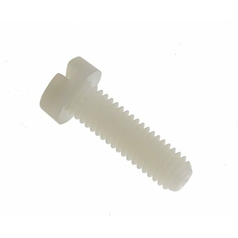 Vis à métaux RS PRO M6 à tête Cylindrique fendue en Nylon, 20mm ( Prix pour Sachet de 100 )