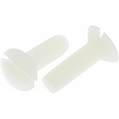Vis à métaux RS PRO M6 à tête Fraisée fendue en Nylon, 20mm ( Prix pour Sachet de 100 )