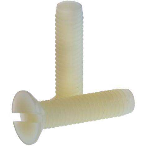 Vis à métaux RS PRO M6 à tête Fraisée fendue en Nylon, 25mm ( Prix pour Sachet de 100 )