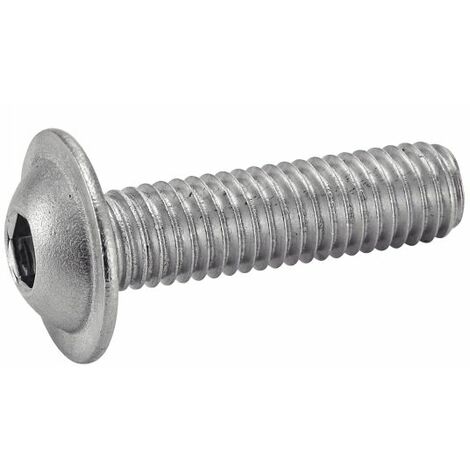 Vis à métaux tête bombée six pans creux à embase - Inox A2 4x10 mm - Boîte de 200