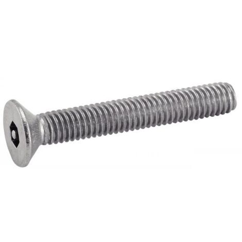 Vis à métaux tête fraisée six pans creux inviolable avec téron central inox - Longueur: 30 - Qualite Inox: A2 - Diamètre: 5