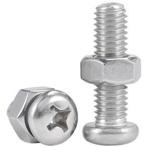 Vis À Métaux Zinguée Tête Cylindrique Bombée Pz Cruciforme Viswood Ø 4x20 Mm (Lot De 12 Vis+Écrou)