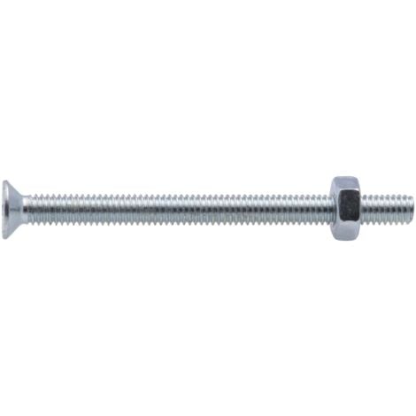 Vis à métaux zinguée tête fraisée PZ cruciforme Viswood Ø 6x50 mm (lot de 6 vis+écrou)