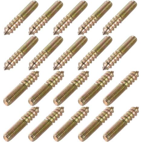 Vis à suspension UlisemM6, longueur 35 mm, vis autotaraudeuses à double tête, boulons 6 mm, connecteurs bois, pieds de meuble, 20 pièces (M6 x 35)