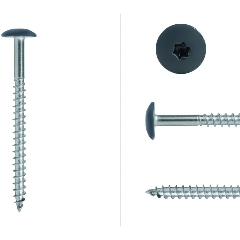 Wovar - Vis à tête colorée en acier inoxydable anthracite 4.8 x 38 mm -