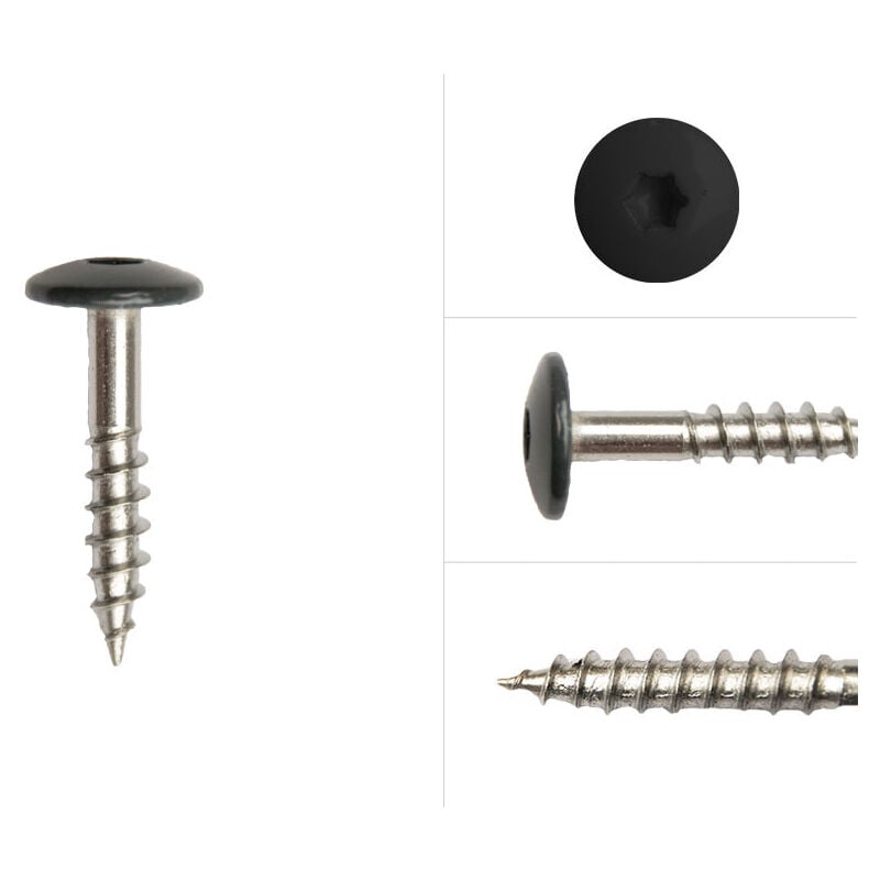 Wovar - Vis à tête colorée en acier inoxydable noir 4.8 x 25 mm - Boîte