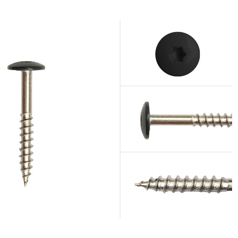 Wovar - Vis à tête colorée en acier inoxydable noir 4.8 x 38 mm - Boîte