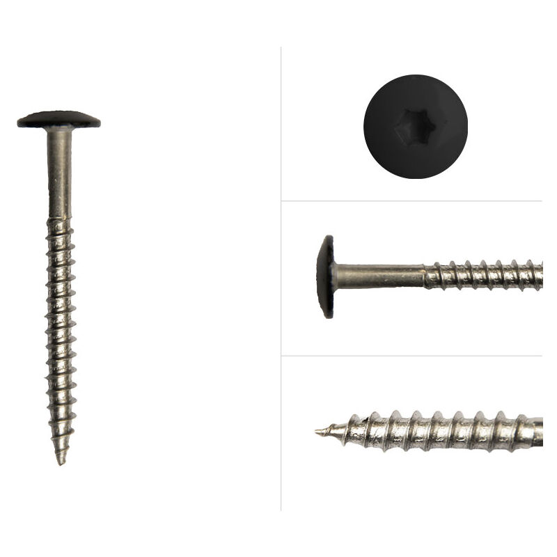 Wovar - Vis à tête colorée en acier inoxydable noir 4.8 x 50 mm - Boîte