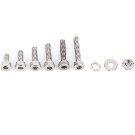 Vis à tête cylindrique à six pans creux en acier inoxydable avec kit écrous et rondelles (M3, 300 pièces)