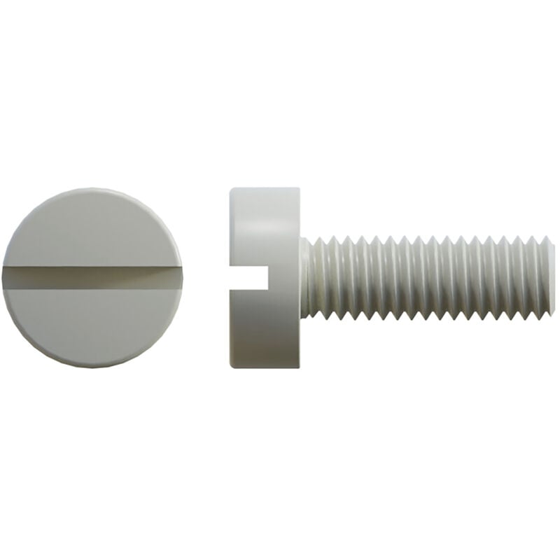 Vis à tête Cylindrique fendue, Nylon, M4, 16mm ( Prix pour Sachet de 100 )