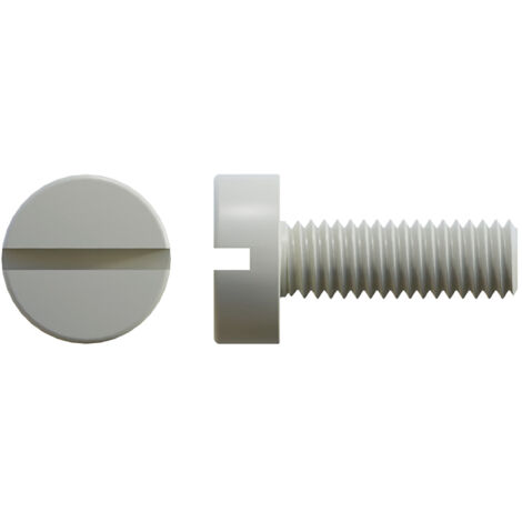 Vis à tête Cylindrique fendue, Nylon, M5, 25mm ( Prix pour Sachet de 100 )