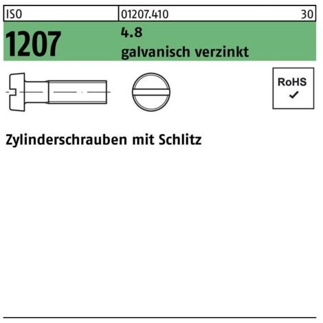 Vis à tête cylindrique ISO 1207 fendue M2,5x 25 4.8 galv. 2000pcs