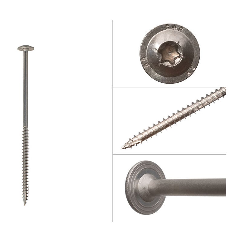 Vis à tête disque en inox A2 6.0 x 140 mm Torx - Boîte 50 pièces