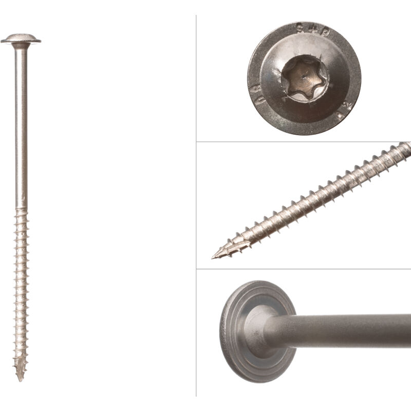 Vis à tête disque en inox A2 8.0 x 160 mm Torx - Boîte 50 pièces